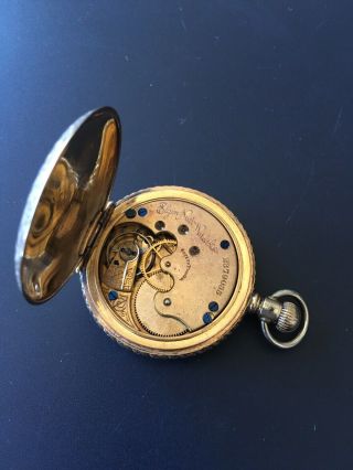 1887 Elgin 6s,  11j,  Lever Set Half Hunter Antique Pocket Watch Runs 4