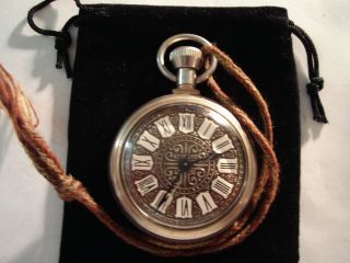 Vintage 16s Pocket Watch Indian Motorcycle Theme Case & Fancy Dial Runs.