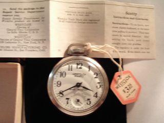 Vintage 16S Westclox Pocket Watch & Box & Price Tag Runs Well. 2