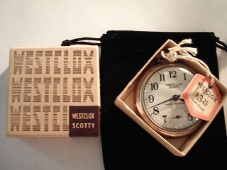 Vintage 16S Westclox Pocket Watch & Box & Price Tag Runs Well. 7