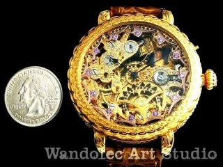 LANGE & SOHNE Vintage Men ' s Wrist Watch GLASHUTTE Gold Skeleton Mens Wristwatch 11
