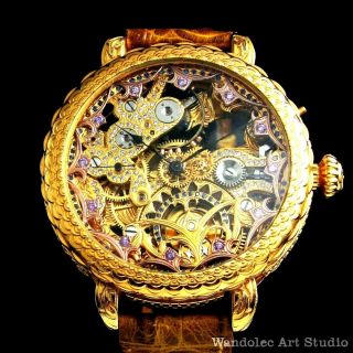 LANGE & SOHNE Vintage Men ' s Wrist Watch GLASHUTTE Gold Skeleton Mens Wristwatch 3