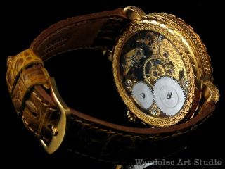 LANGE & SOHNE Vintage Men ' s Wrist Watch GLASHUTTE Gold Skeleton Mens Wristwatch 5