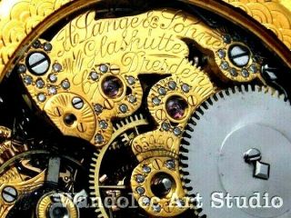LANGE & SOHNE Vintage Men ' s Wrist Watch GLASHUTTE Gold Skeleton Mens Wristwatch 8