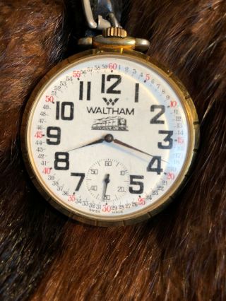 Antique Train Case Waltham Swiss Movement Pocket Watch 16s 17j Not Running