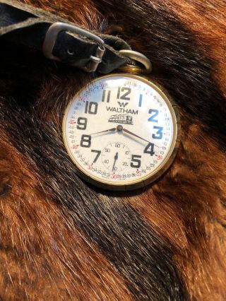 Antique Train Case Waltham Swiss Movement Pocket Watch 16S 17j Not Running 7