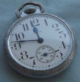 Vintage Elgin 17 Jewel Pocket Watch Size16s 22691398 Silver Defiance Case Runs