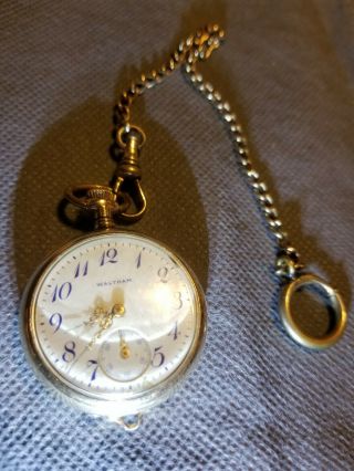 1905 Waltham Pocket Watch & Chain GF Wadsworth Case 20 Years Runs 3