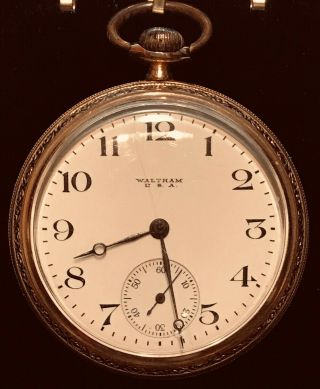 1919 Waltham 7j Pocket Watch Grade 610 Size 16s 5