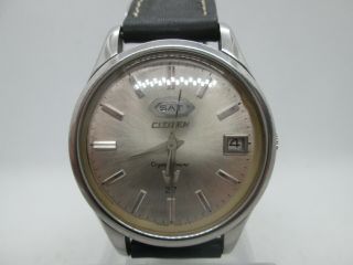 Vintage Citizen Crystal Seven Daydate Stainless Steel Automatic Mens Watch