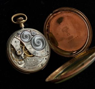 Antique Or Vtg Elgin Pocket Watch Gold Filled Keystone J.  Boss Case M008