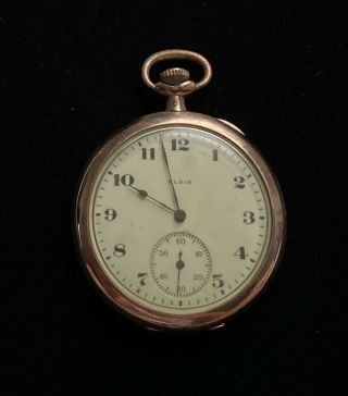Antique or Vtg ELGIN Pocket Watch Gold Filled Keystone J.  Boss Case M008 2