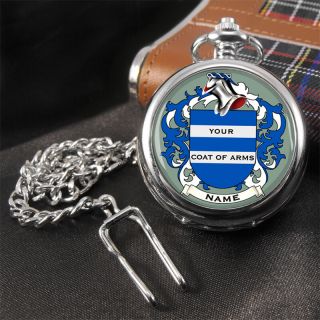 Coat Of Arms Family Crest Surname Pocket Watch