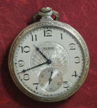 Vintage 1922 Elgin Size 12 Pocket Watch 17 Jewel,  Running Gold Plated
