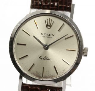 Rolex Cellini K18 Solid Gold Hand - Winding Cal.  1600 Leather Ladies_432233