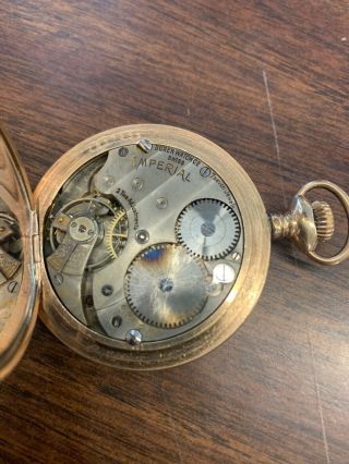 Vintage Imperial Pocket Watch Movement - Buren - 7j 12s RUNNING Elgin Case 4