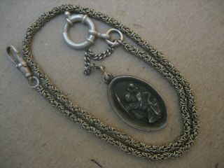 Vintage Unique Byzantine S/silver Albert - Pocket Watch Chain 16.  1/4in.  Long