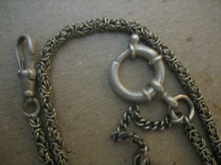 Vintage Unique Byzantine S/Silver ALBERT - Pocket Watch Chain 16.  1/4in.  Long 2