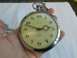 Rare Vintage Jumbo 3.  5 " V.  I.  P.  Florn Wind Up Pocket Watch Austria Jeweled Look