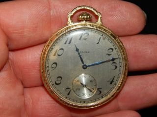 Antique Elgin Pocket Watch With Fancy Case 14k Gold Flled 15 Jewels.