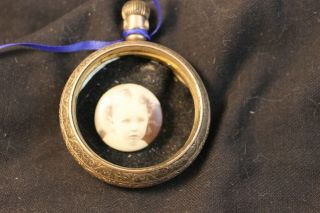 Antique Victorian Button Photo Pin In Pocket Watch Fahys Montauk 1884 Pat Case