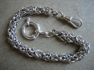 Vintage Unique Byzantine S/silver Pocket Watch Chain 8.  1/2.  In.  Long