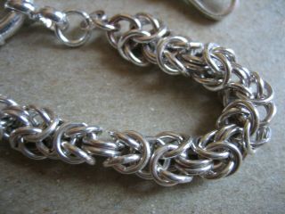 Vintage Unique Byzantine S/Silver Pocket Watch Chain 8.  1/2.  in.  Long 2