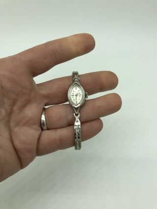 Vintage Ladies Longines 14k White Gold Wrist Watch Hand Wind 13.  3 Grams