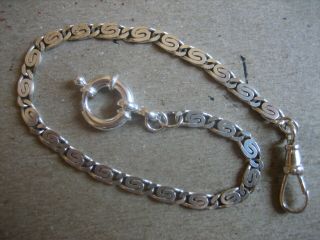 Vintage Unique S/silver Pocket Watch Chain 9.  3/4 In.  Long