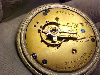 18 Size,  7 Jewels,  Waltham Pocket Watch,  Grade Sterling,  Model 1877 8