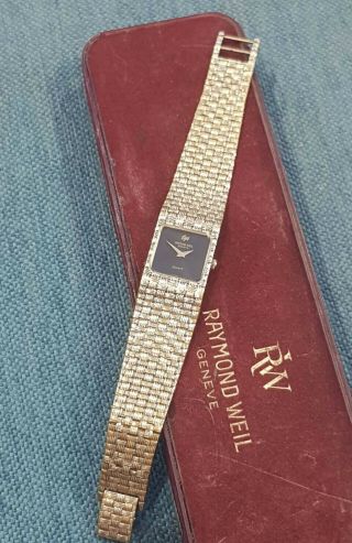 Raymond Weil Geneve 18k Gold Plated Womens Vintage Swiss Bracelet Watch & Box