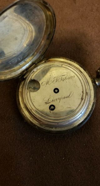 Vintage M J Tobias Liverpool Key Wind Compass Pocket Watch 2