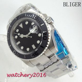 BLIGER 40mm Ceramic Bezel Luminous Black Dial Sapphire Automatic Date mens Watch 4