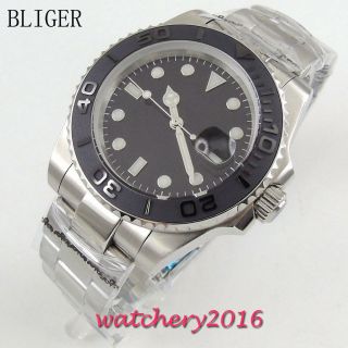BLIGER 40mm Ceramic Bezel Luminous Black Dial Sapphire Automatic Date mens Watch 6