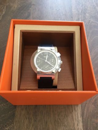 Hermes Nomade Chrono Automatic Leather Band Wrist Watch Date Chronograph W/box