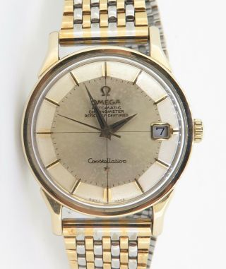 Vintage ’67 Omega Constellation Steel 24j Auto 564 Two Tone Watch 168 005 No Res