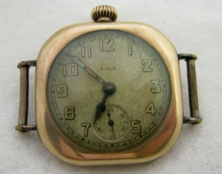 Vintage Mens Elgin Gold Filled Trench Wristwatch Watch