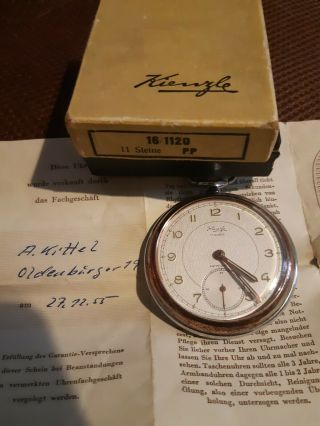 L@@k Vintage German Pocket Watch Box And Paper Work 1955