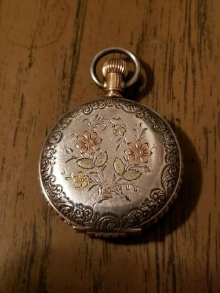 Vintage Waltham Size 0 Coin Silver And 10k Pocket Watch