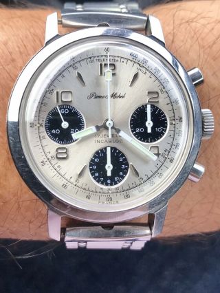 Vintage Large S.  S.  Men’s Pierre Michel Valjoux 7736 Chronograph Watch