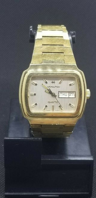Rare Vintage Hamilton Men’s Quartz Watch 707010 - 4 14k Gold Electroplated Running