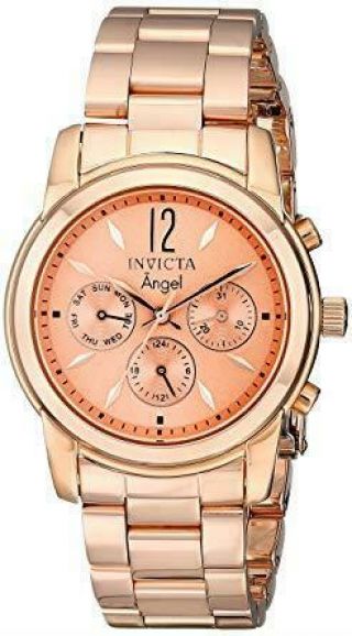 Invicta Ladies 12509 Angel Rose Dial 18k Rose Gold Ion Plated Chronograph Watch