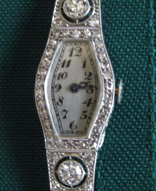 Vintage 1930 ' s E.  GUBELIN 18k White Gold Platinum Ladies Watch 3
