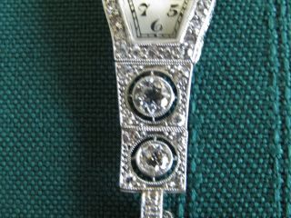 Vintage 1930 ' s E.  GUBELIN 18k White Gold Platinum Ladies Watch 4