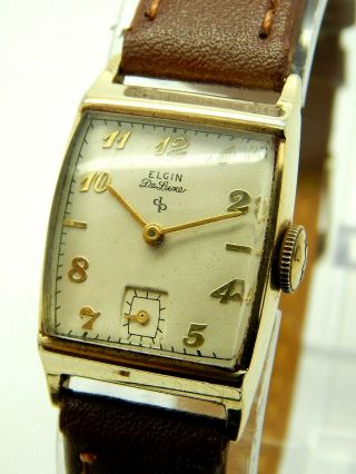 Vintage Antique 1947 Elgin De Luxe 10k Gold Filled Watch 17 Jewels Cal.  558