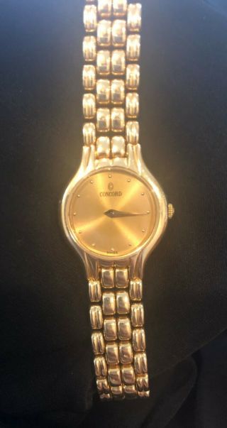 Ladies 22mm Concord 14k Yellow Gold Watch On Solid 14k Yellow Gold Bracelet