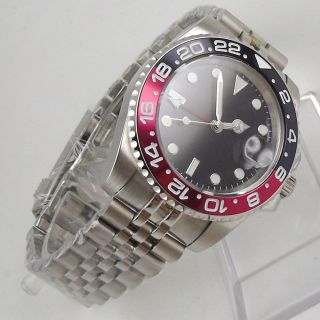 40mm Parnis Sterile Dial Date Gmt Sapphire Glass Automatic Movement Men 