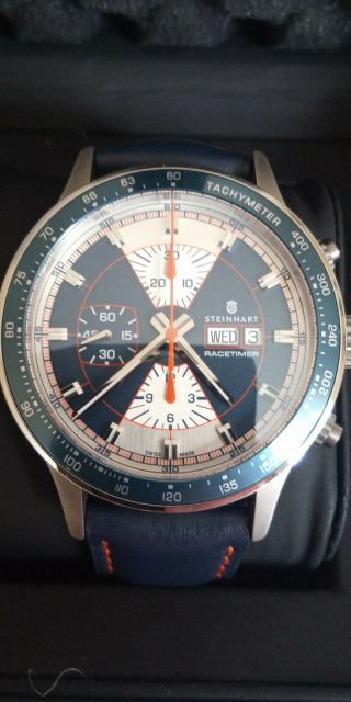 Steinhart Racetimer Chronograph.  Swiss Valjoux 7750 Automatic.  Blue. 10