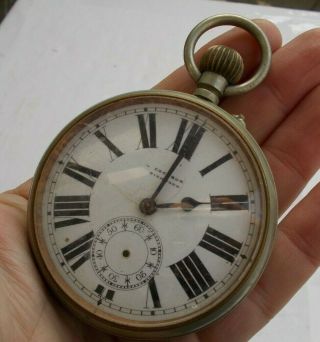 Rare Vintage Antique Goliath 2.  5 " Wind Up Pocket Watch Cockbur Richmond Swiss Nr