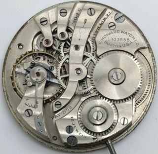 Vintage E.  Howard Series 7 17 Jewel 12s Pocket Watch Movement Runs For Repair